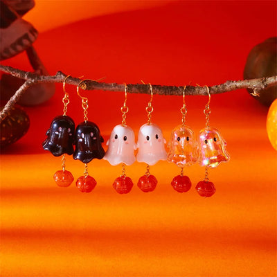 Cute Ghost Asymmetrical Halloween Cartoon Ghost Earrings for Women Long Tassel Earrings Festival Party Accessories Gift