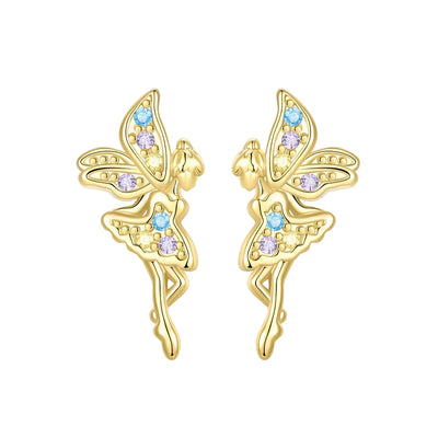 Sparkling 925 Sterling Silver Golden Hoop Earrings Pumpkin Skull Christmas Tree Ear Stud Halloween Earring For Women DIY Jewelry