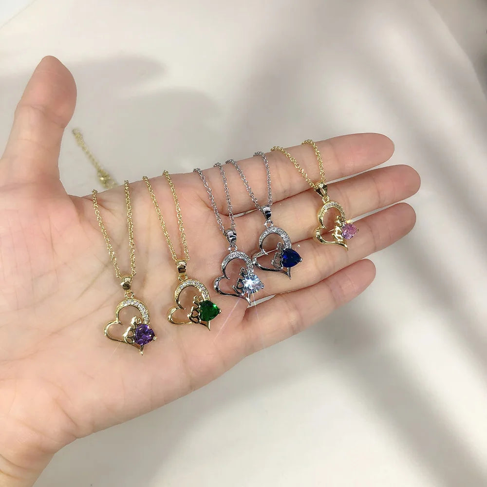 Couple Love Heart Pendant Necklace for Women Korean Fashion Aesthetic Choker Neck Chains Colorful Crystal Trend Y2k Jewelry N546