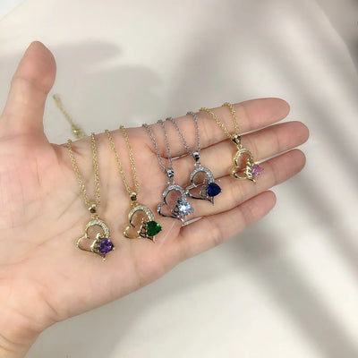 Couple Love Heart Pendant Necklace for Women Korean Fashion Aesthetic Choker Neck Chains Colorful Crystal Trend Y2k Jewelry N546