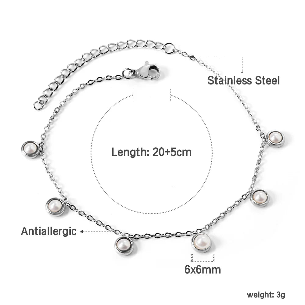 LUXUSTEEL Geometric Anklets for Women Rectangle Bracelet on Leg Stainless Steel Women's Chain Anklets Wedding Party Jewelry