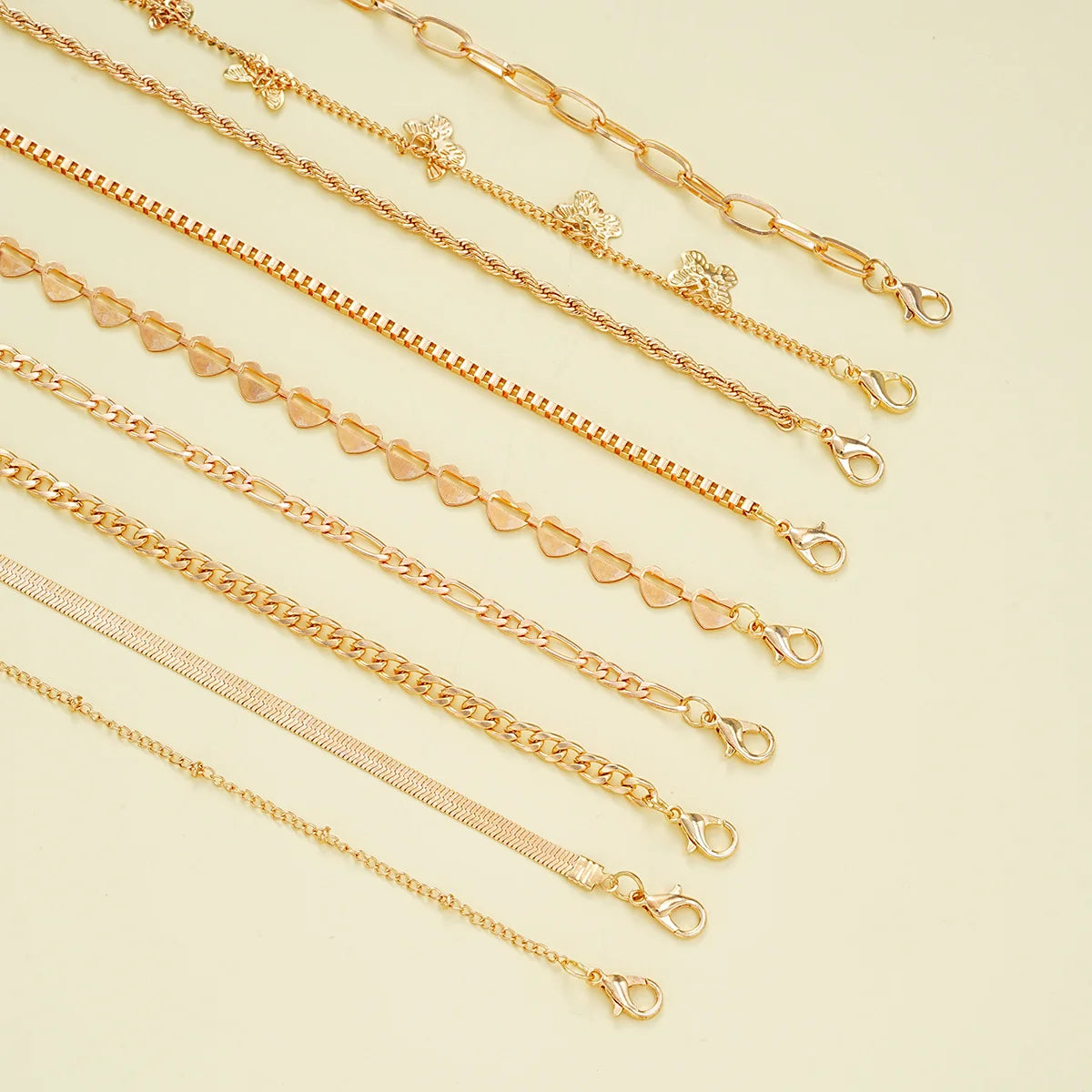 New European American Heart Butterfly Ankle Set for Women Bohemian Retro Beach Multi Bead Ankles Versatile Party Banquet Jewelry