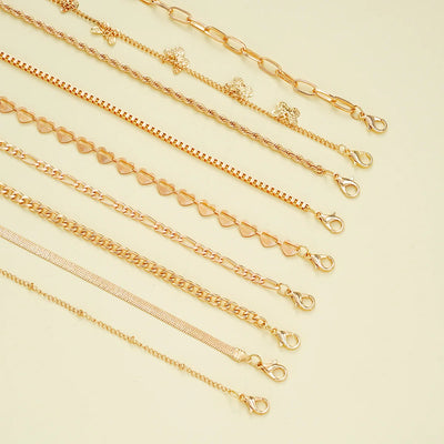 New European American Heart Butterfly Ankle Set for Women Bohemian Retro Beach Multi Bead Ankles Versatile Party Banquet Jewelry