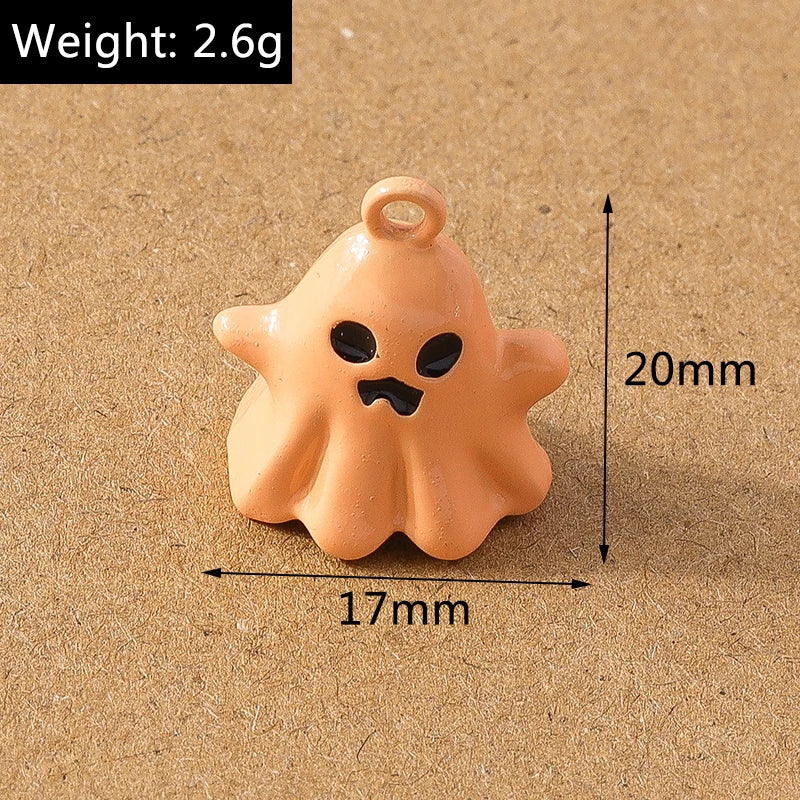 10 Pcs 20*17mm Cute Enamel Halloween Ghost Charm Pendants for DIY Necklace Earrings Bracelet Jewelry Accessories Supplies