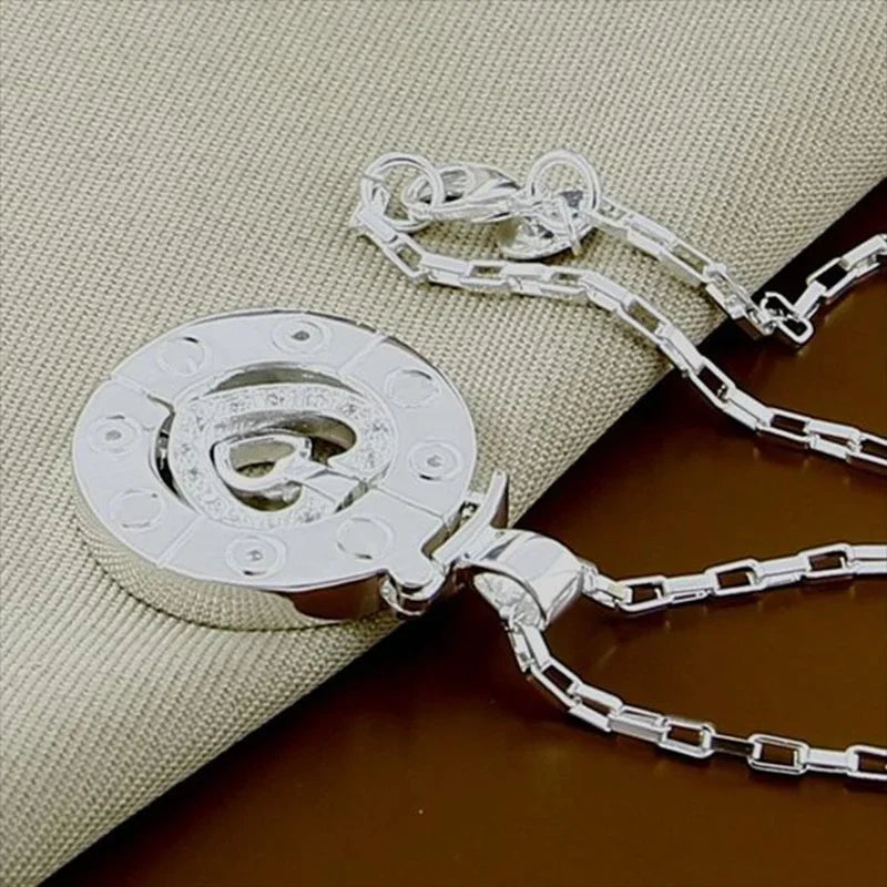 Couple Necklace 925 Silver Heart Circle Men & Women Love Gift Set Chain