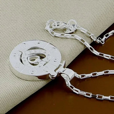 Couple Necklace 925 Silver Heart Circle Men & Women Love Gift Set Chain