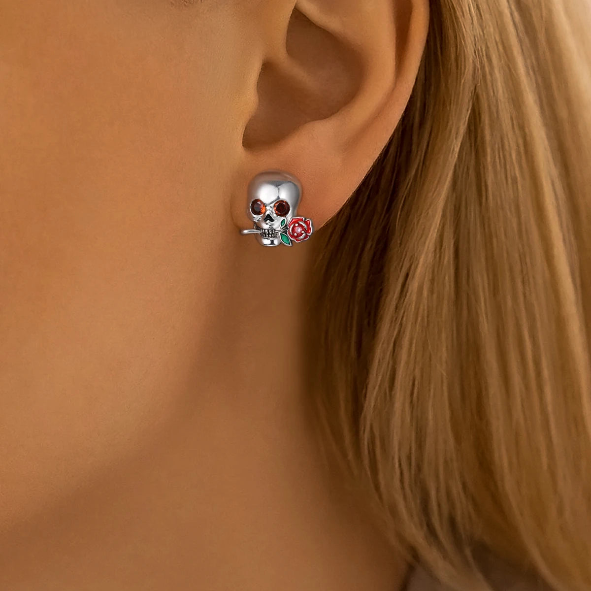 Amazing 925 Sterling Silver Black Spider & Shiny Bow Skull & Pumpkin Head Stud Earrings For Halloween Party Fine Jewelry Gift
