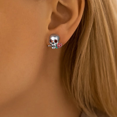 Amazing 925 Sterling Silver Black Spider & Shiny Bow Skull & Pumpkin Head Stud Earrings For Halloween Party Fine Jewelry Gift