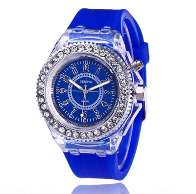 LED Light Flash Luminous Watches Women Men Boys Girls Silicone Wrist Watch Fashion Rhinestone Clock Kids Children Relogio Saati