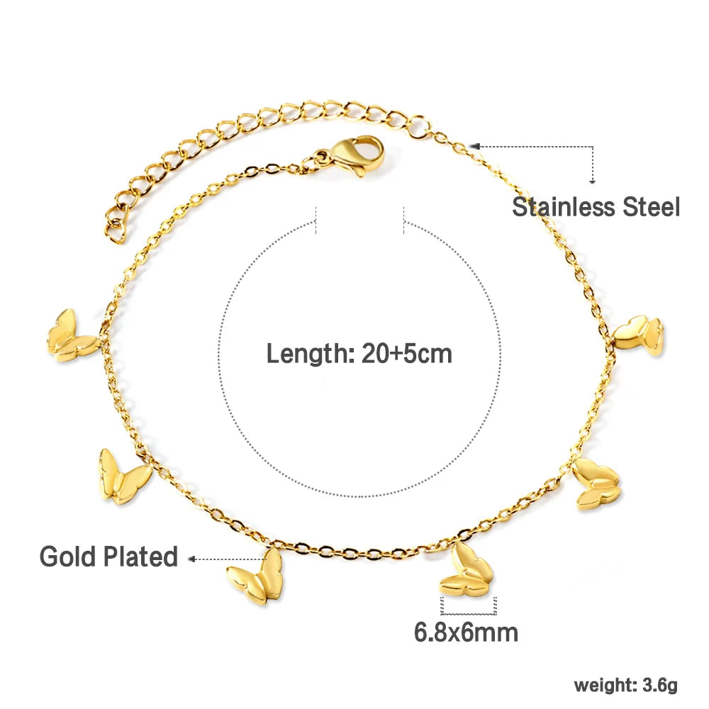 LUXUSTEEL Geometric Anklets for Women Rectangle Bracelet on Leg Stainless Steel Women's Chain Anklets Wedding Party Jewelry