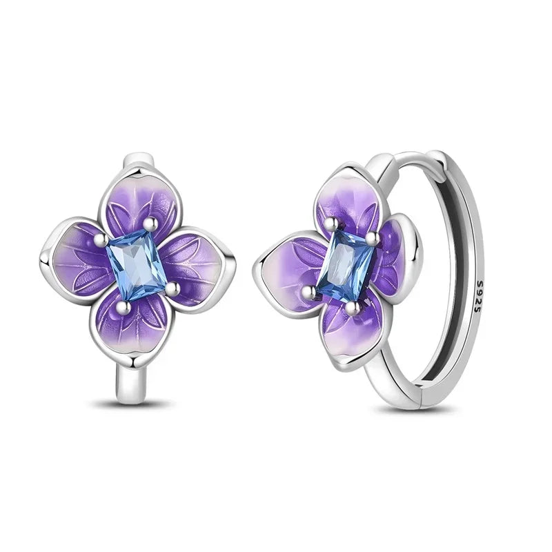 Sparkling 925 Sterling Silver Golden Hoop Earrings Pumpkin Skull Christmas Tree Ear Stud Halloween Earring For Women DIY Jewelry