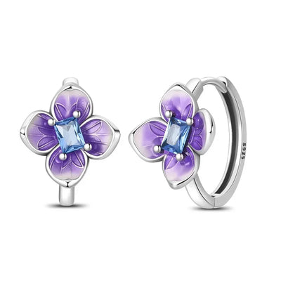 Sparkling 925 Sterling Silver Golden Hoop Earrings Pumpkin Skull Christmas Tree Ear Stud Halloween Earring For Women DIY Jewelry