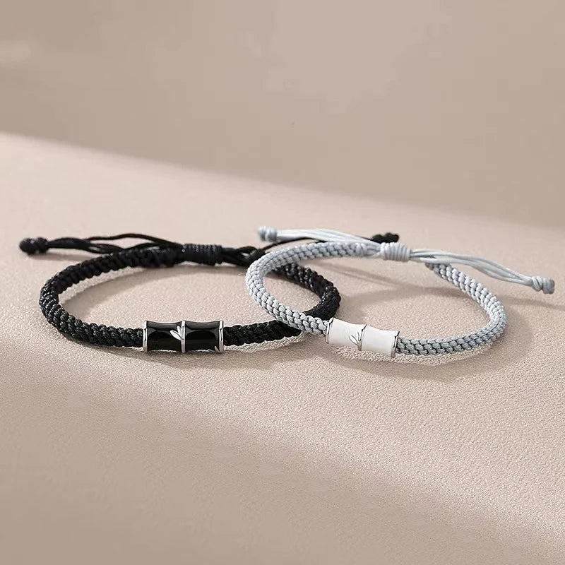 Bamboo Slub Couple Bracelet for Lover Women Men Hand Crafted Adjustable Rope Friend Relationship Matching Bracelets Jewelry Gift