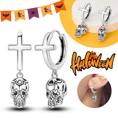Halloween Party Cute Pumpkin Bat Ring Earrings 925 Silver Earrings For Women Punk Men's Earrings Fit Women Party Jewelry Gift