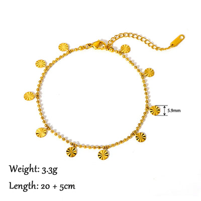 2024 Summer New Gold Color Anklets For Women Stainless Steel Firga Chain Feet Jewelry Layered Link Chain Accessory