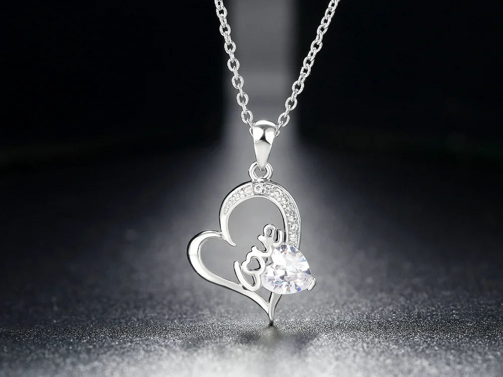 Couple Love Heart Pendant Necklace for Women Korean Fashion Aesthetic Choker Neck Chains Colorful Crystal Trend Y2k Jewelry N546