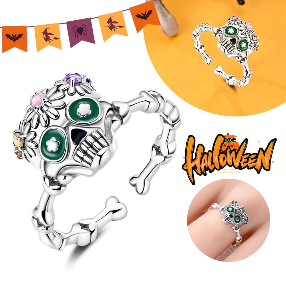Halloween Party Cute Pumpkin Bat Ring Earrings 925 Silver Earrings For Women Punk Men's Earrings Fit Women Party Jewelry Gift