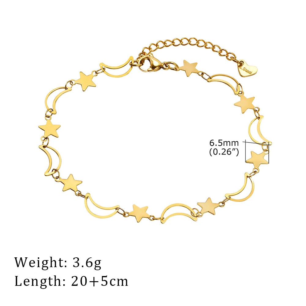 2024 Summer New Gold Color Anklets For Women Stainless Steel Firga Chain Feet Jewelry Layered Link Chain Accessory