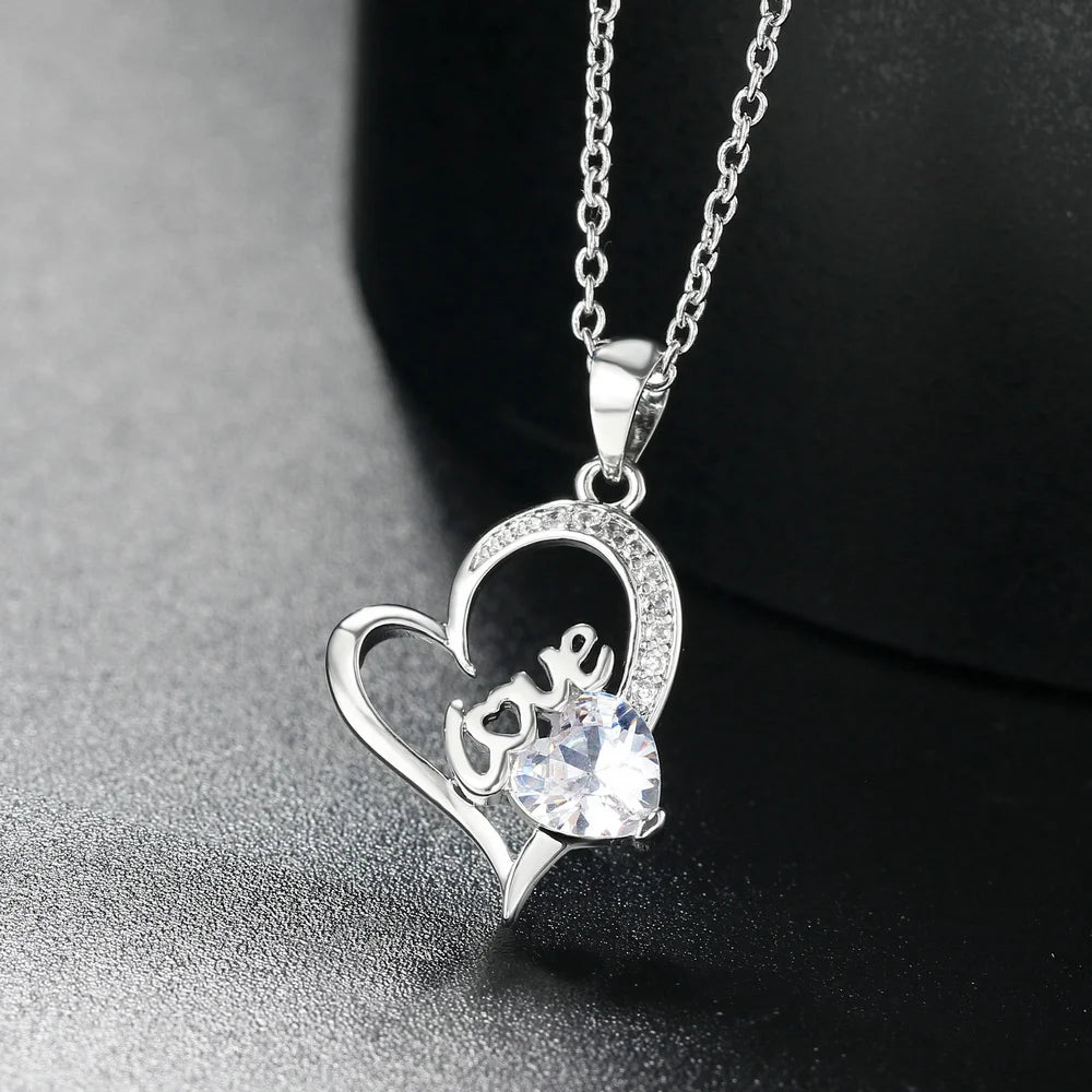 Couple Love Heart Pendant Necklace for Women Korean Fashion Aesthetic Choker Neck Chains Colorful Crystal Trend Y2k Jewelry N546