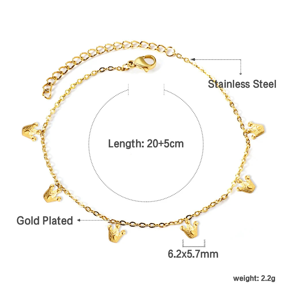 LUXUSTEEL Geometric Anklets for Women Rectangle Bracelet on Leg Stainless Steel Women's Chain Anklets Wedding Party Jewelry