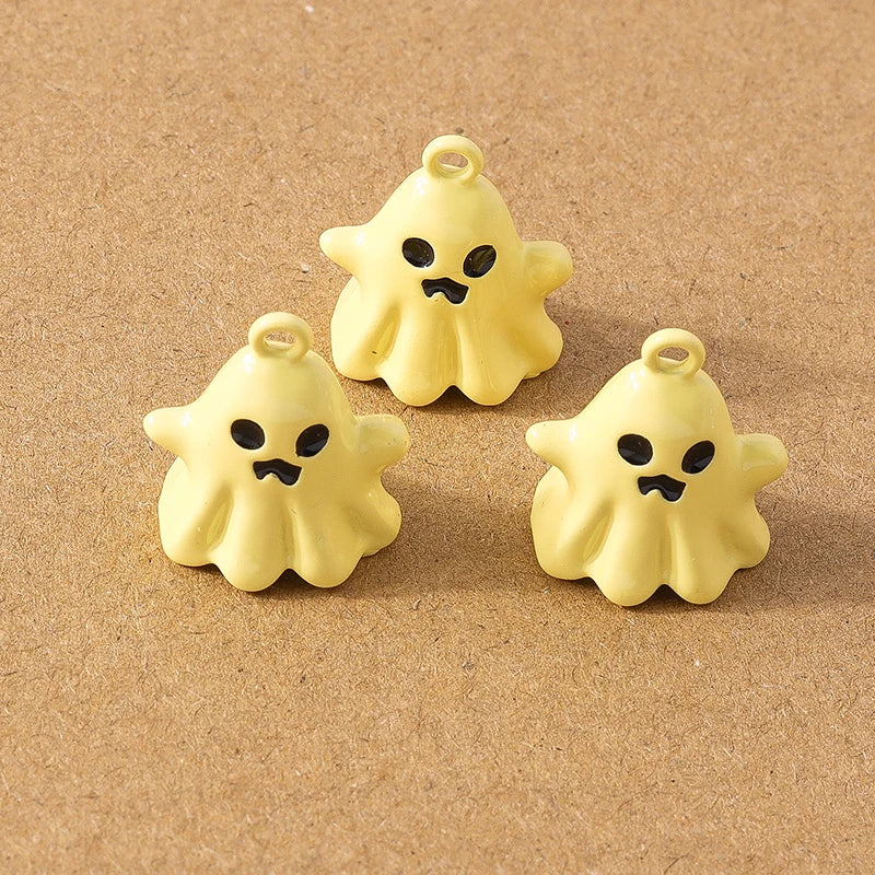 10 Pcs 20*17mm Cute Enamel Halloween Ghost Charm Pendants for DIY Necklace Earrings Bracelet Jewelry Accessories Supplies