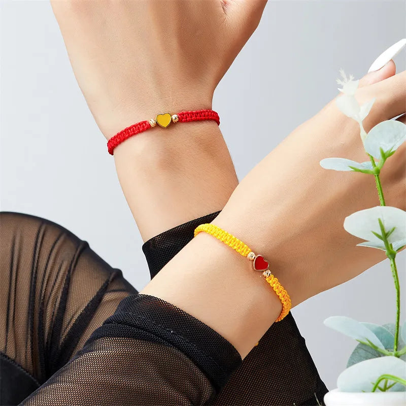 Set of 2 Colorful Heart Beaded Matching Bracelets for Couples Friendships Trendy Couple Bracelets Anniversary Valentines Gifts