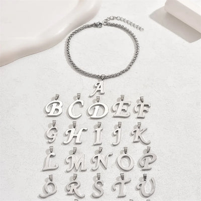 Simple 26 Letters A-Z Pendant Anklets For Women Stainless Steel Ankle Bracelet Chain Anklet Beach Jewelry Summer Accessories