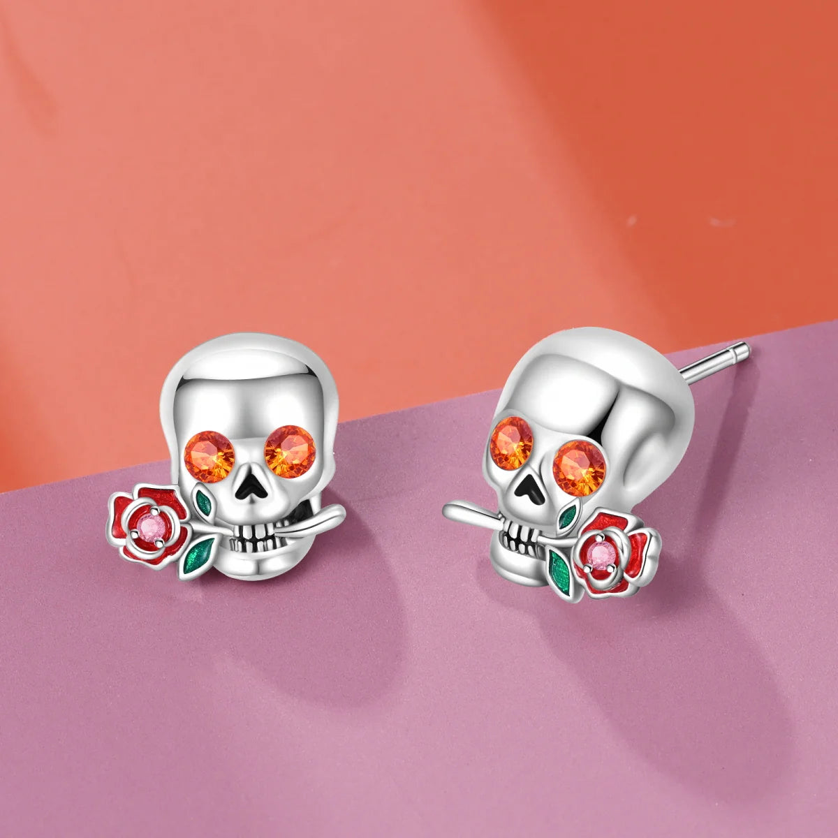 Amazing 925 Sterling Silver Black Spider & Shiny Bow Skull & Pumpkin Head Stud Earrings For Halloween Party Fine Jewelry Gift