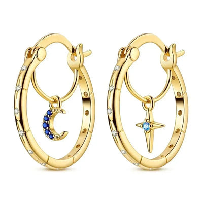 Sparkling 925 Sterling Silver Golden Hoop Earrings Pumpkin Skull Christmas Tree Ear Stud Halloween Earring For Women DIY Jewelry