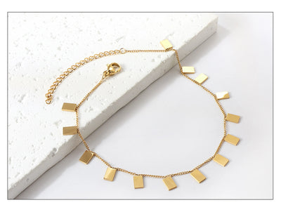 LUXUSTEEL Geometric Anklets for Women Rectangle Bracelet on Leg Stainless Steel Women's Chain Anklets Wedding Party Jewelry