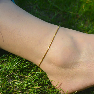 2024 Summer New Gold Color Anklets For Women Stainless Steel Firga Chain Feet Jewelry Layered Link Chain Accessory