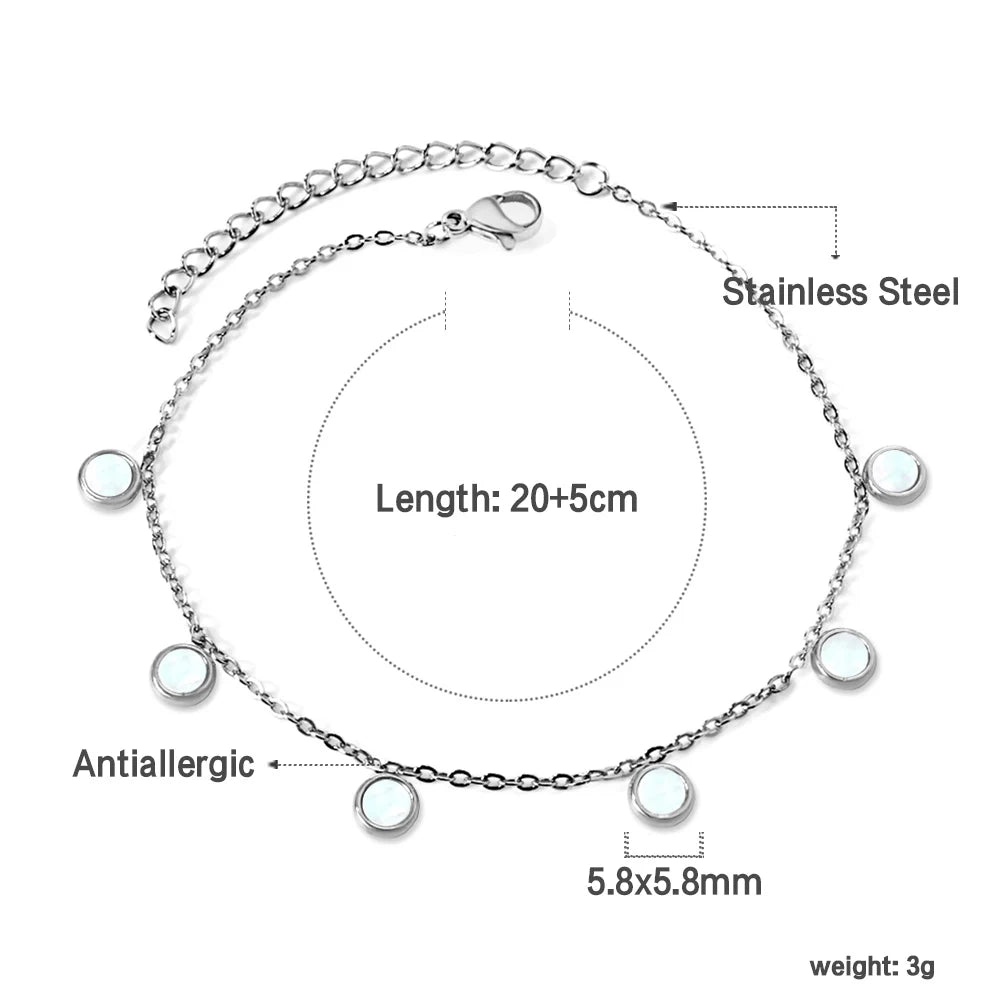 LUXUSTEEL Geometric Anklets for Women Rectangle Bracelet on Leg Stainless Steel Women's Chain Anklets Wedding Party Jewelry