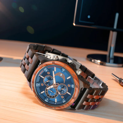 Wooden Wrist Watches For Men Fashion Quartz Wristwatches With Clock Date Week Timepieces Wood Wach Box for Him reloj hombre