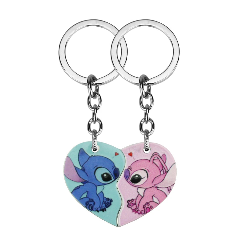 Anime Stitch Couples Necklace Kawaii Lilo & Stitch Best Friend Heart-shaped Necklace Cartoon Woman Girl Gifts