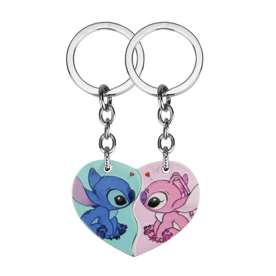 Anime Stitch Couples Necklace Kawaii Lilo & Stitch Best Friend Heart-shaped Necklace Cartoon Woman Girl Gifts