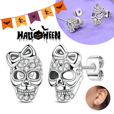 Halloween Party Cute Pumpkin Bat Ring Earrings 925 Silver Earrings For Women Punk Men's Earrings Fit Women Party Jewelry Gift
