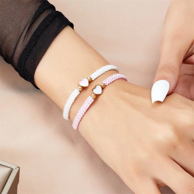 Set of 2 Colorful Heart Beaded Matching Bracelets for Couples Friendships Trendy Couple Bracelets Anniversary Valentines Gifts