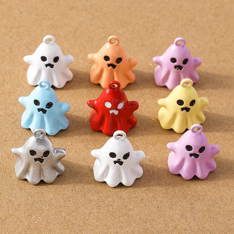 10 Pcs 20*17mm Cute Enamel Halloween Ghost Charm Pendants for DIY Necklace Earrings Bracelet Jewelry Accessories Supplies
