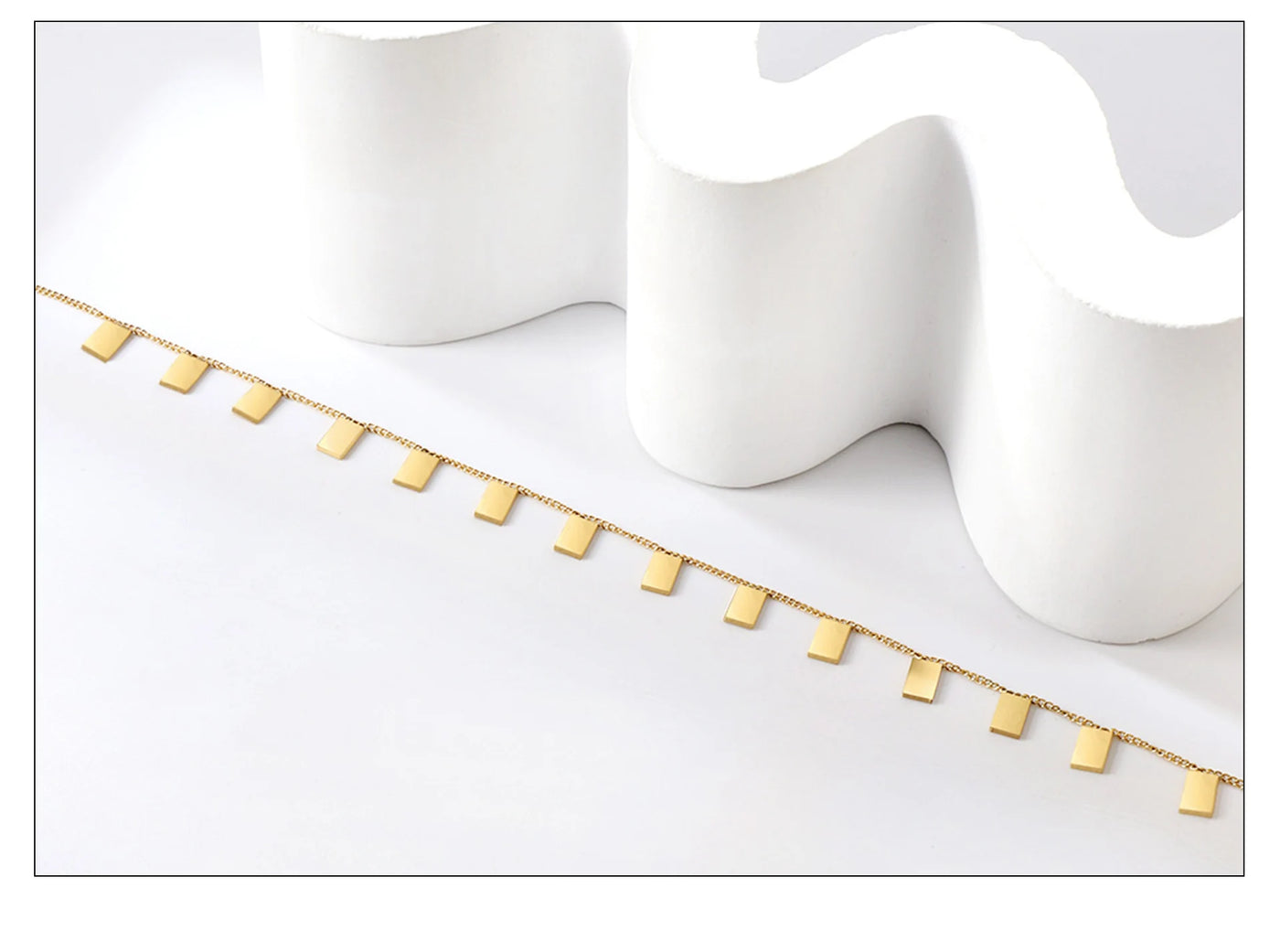 LUXUSTEEL Geometric Anklets for Women Rectangle Bracelet on Leg Stainless Steel Women's Chain Anklets Wedding Party Jewelry