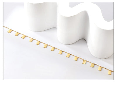 LUXUSTEEL Geometric Anklets for Women Rectangle Bracelet on Leg Stainless Steel Women's Chain Anklets Wedding Party Jewelry