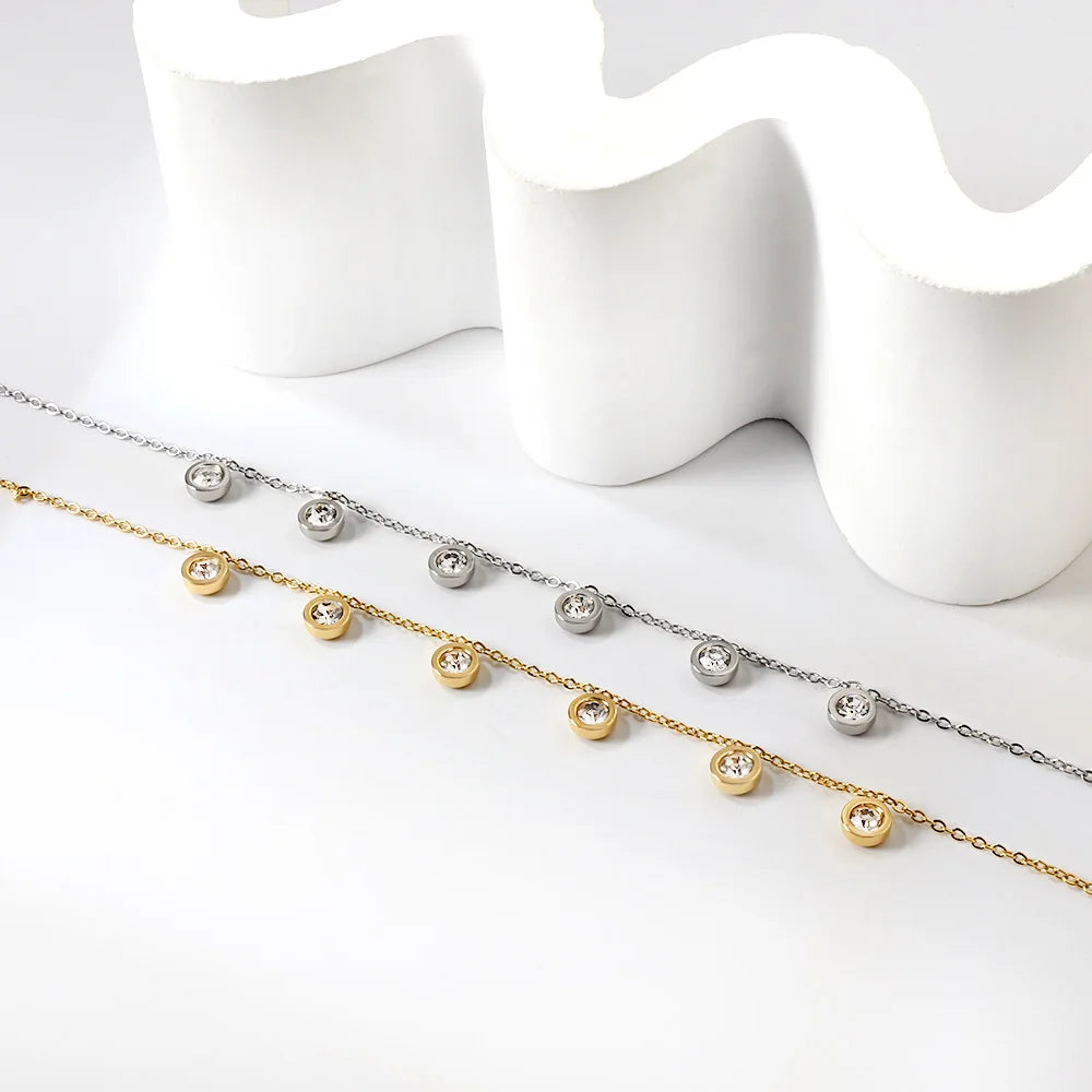 LUXUSTEEL Geometric Anklets for Women Rectangle Bracelet on Leg Stainless Steel Women's Chain Anklets Wedding Party Jewelry