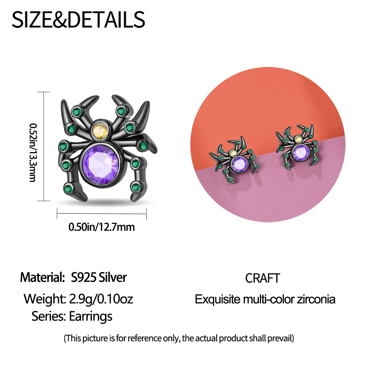 Amazing 925 Sterling Silver Black Spider & Shiny Bow Skull & Pumpkin Head Stud Earrings For Halloween Party Fine Jewelry Gift