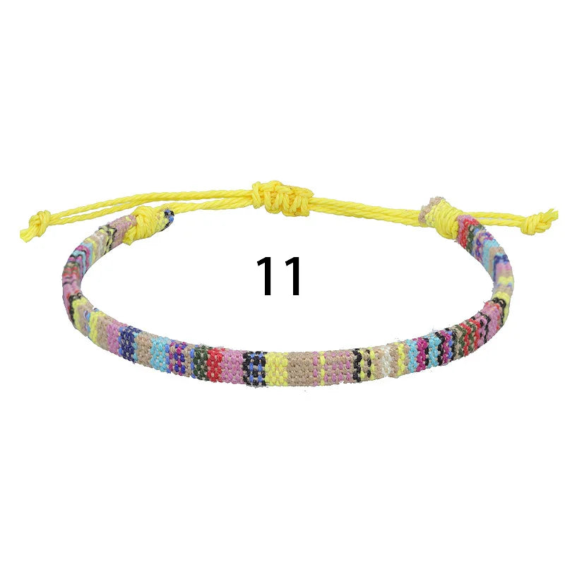 Anklets For Women Woven Fabric Foot Leg Bracelet Men Handmade Rope Braid Knot Beach Barefoot Weave Ethnic Boho Adjustable Charm