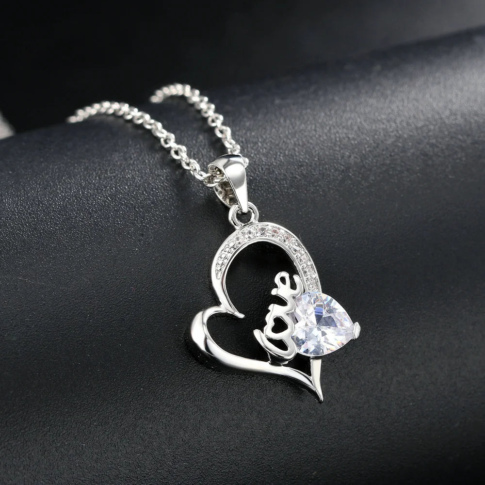 Couple Love Heart Pendant Necklace for Women Korean Fashion Aesthetic Choker Neck Chains Colorful Crystal Trend Y2k Jewelry N546