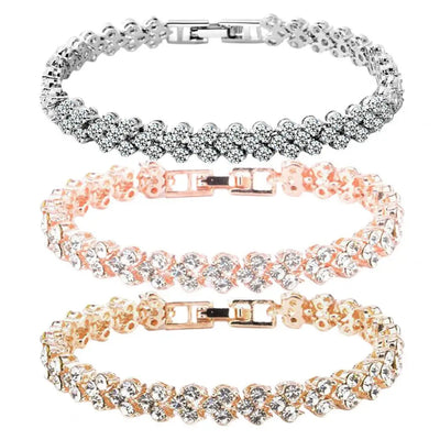 Elegant Bracelet for Women Chain Cubic Zircon Rhinestone Shiny Inlaid Bangle Bracelet Gifts