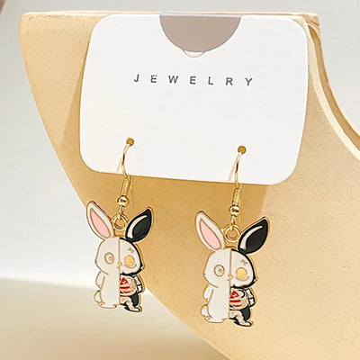 Punk Gothic Half-Face Skull Bat Cat Whale Rabbit Dangle Earrings for Women Girls Fashion Funny Halloween Jewelry Wholesale Gift