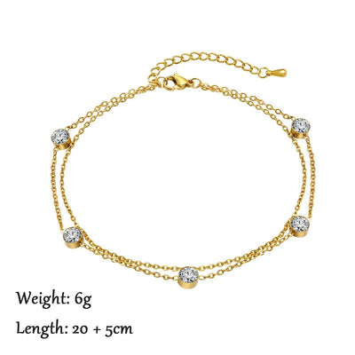 2024 Summer New Gold Color Anklets For Women Stainless Steel Firga Chain Feet Jewelry Layered Link Chain Accessory
