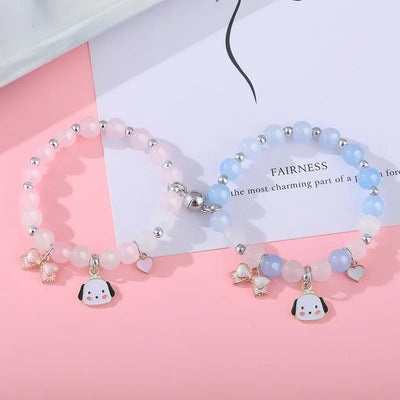 Couple Bracelets for Woman Men 2pcs Magnet Bead Elastic Couple's Bracelets Trendy Jewelry Gift Friendship Bracelet