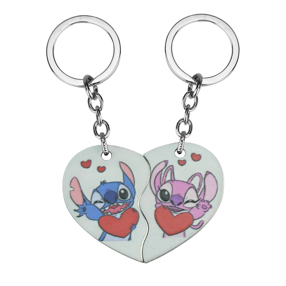 Anime Stitch Couples Necklace Kawaii Lilo & Stitch Best Friend Heart-shaped Necklace Cartoon Woman Girl Gifts