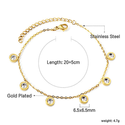 LUXUSTEEL Geometric Anklets for Women Rectangle Bracelet on Leg Stainless Steel Women's Chain Anklets Wedding Party Jewelry